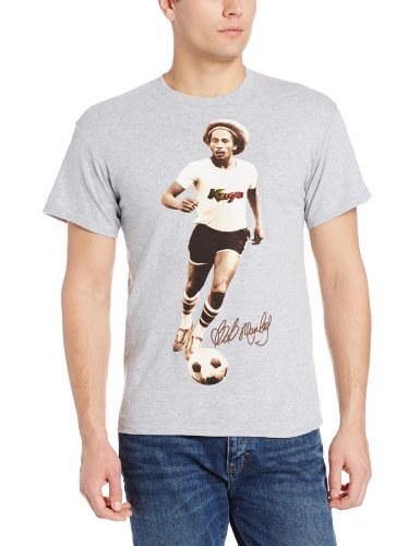 Bob Marley - Zion Rootswear Men'S Bob Marley Kaya Soccer T-Shirt, Light Gray, Small [T-Shirt]