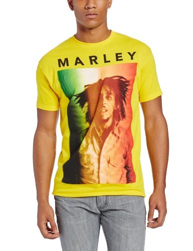 Zion Rootswear Men'S Bob Marley Original T-Shirt, Yellow, Small [T-Shirt]