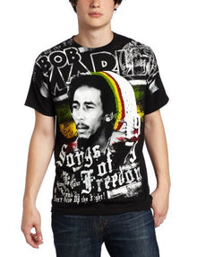 Zion Rootswear Men'S Bob Marley Short Sleeve Freedom T-Shirt,Black, Medium [T-Shirt]