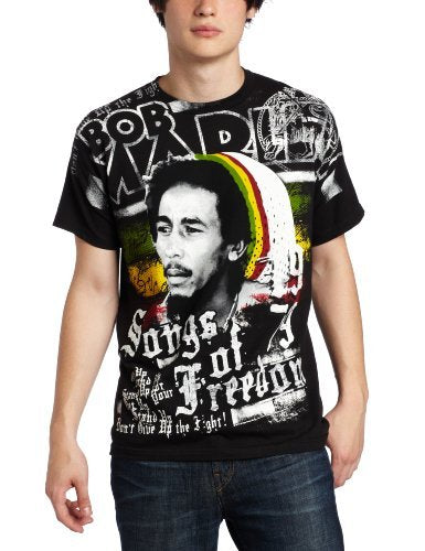 Zion Rootswear Men'S Bob Marley Short Sleeve Freedom T-Shirt,Black, Small [T-Shirt]
