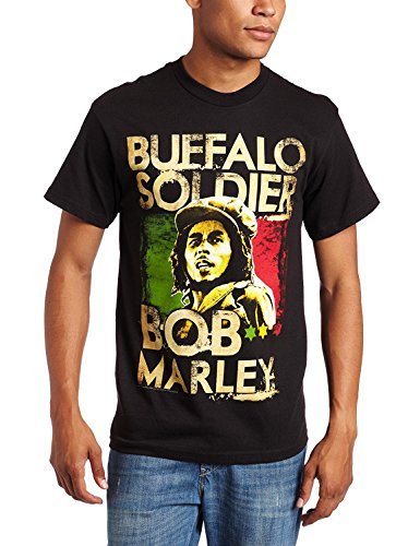Zion Rootswear Men'S Marley Buffalo Soldier T-Shirt, Black, Medium [T-Shirt]