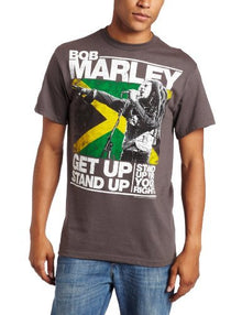 Bob Marley Zion Rootswear Men'S Marley Get Up Stand Up T-Shirt,Charcoal,Large [T-Shirt]