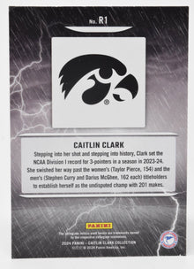 Caitlin Clark Raining 3s WNBA Basketball Card Panini Donruss 2024 R1
