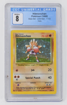 Pokemon Hitmonchan Card Base Unlimited Holo 7/102 CGC 8