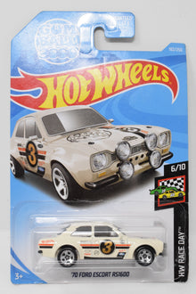 Hot Wheels 70 Ford Escort RS1600 HW Race Day Diecast Car White 6/10 102 New