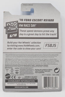 Hot Wheels 70 Ford Escort RS1600 HW Race Day Diecast Car White 6/10 102 New