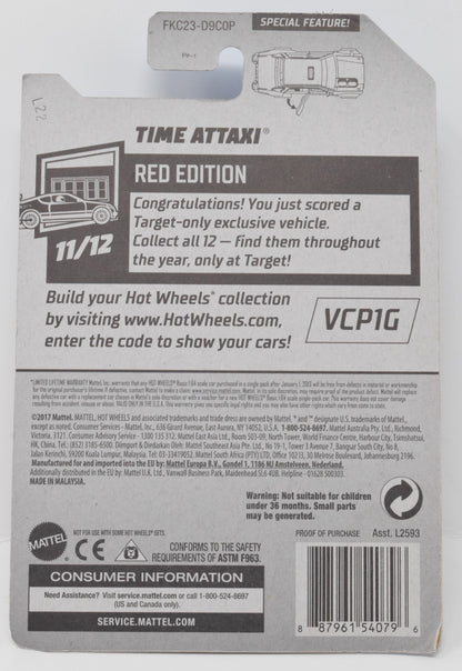 Hot Wheels Time ATTAXI Special Feature DieCast Car Red Edition 11/12 New