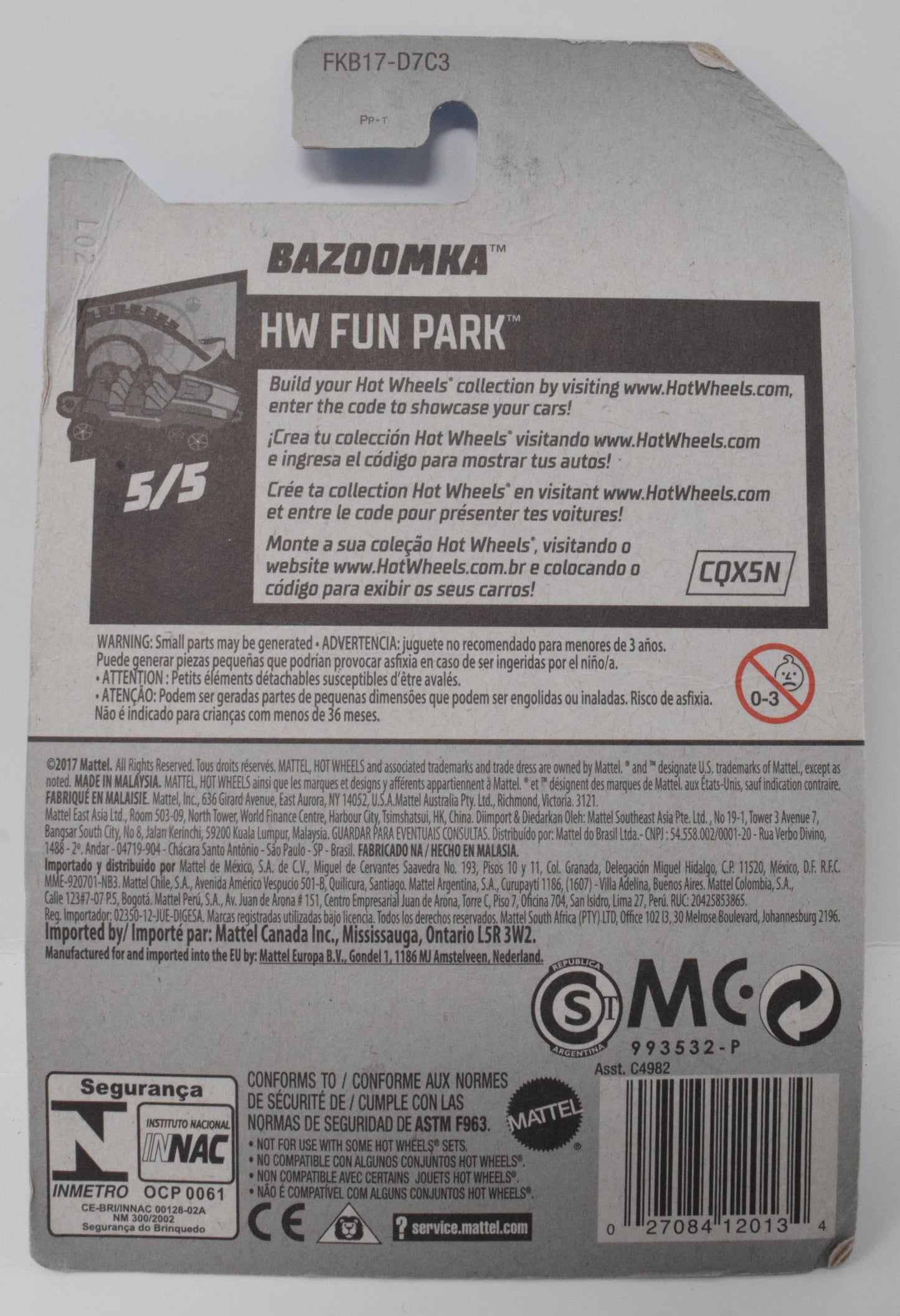 Hot Wheels Bazoomka HW Fun Park 5/5 191 DieCast Car New
