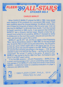 Charles Barkley Fleer All-Stars Sticker 1989-90 Basketball HOF Card 6
