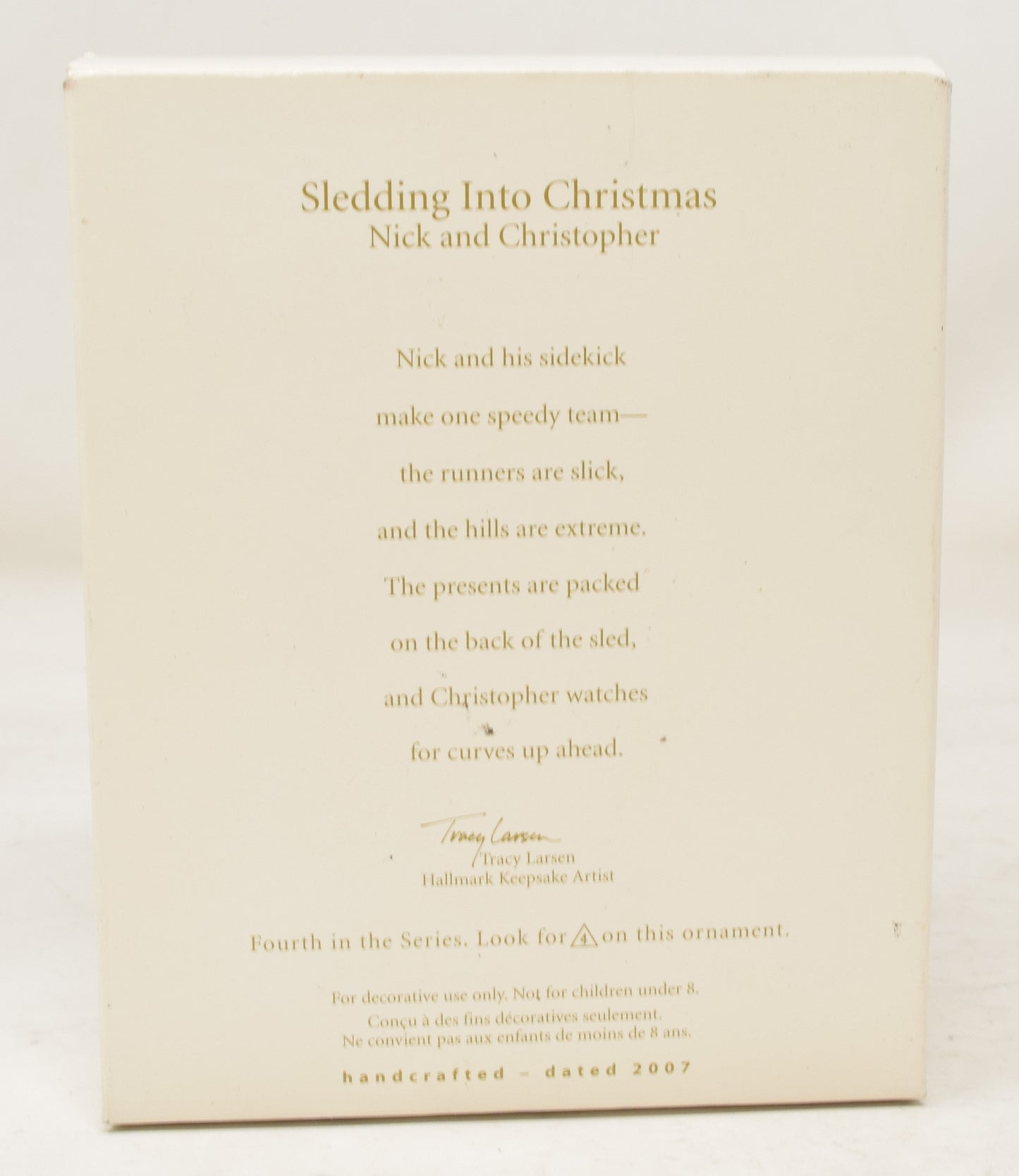 Hallmark Keepsake Ornament Nick Christopher Bear Sledding Into Christmas Tree 2007 NIB