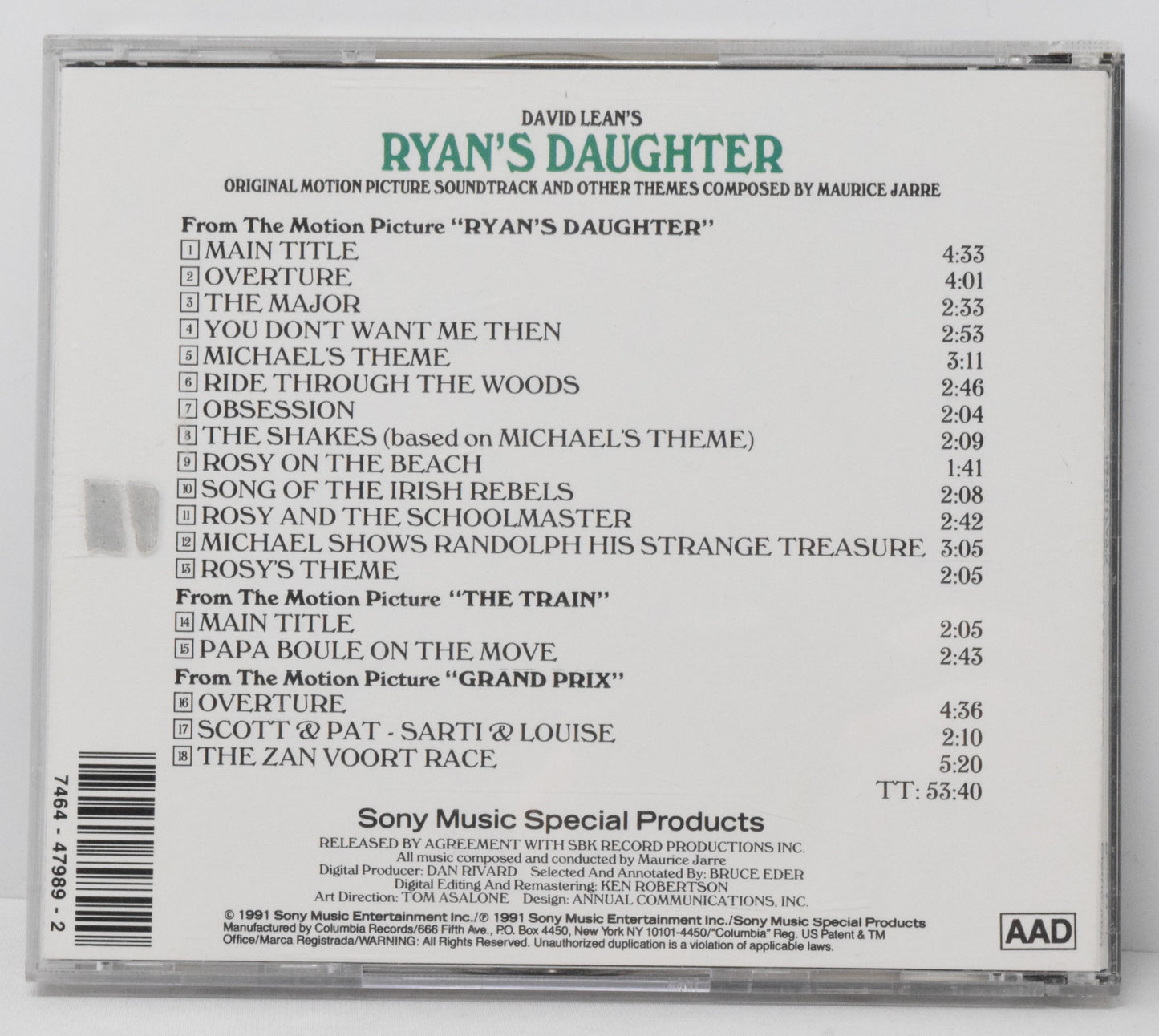 Ryans Daughter Soundtrack CD Maurice Jarre Sony