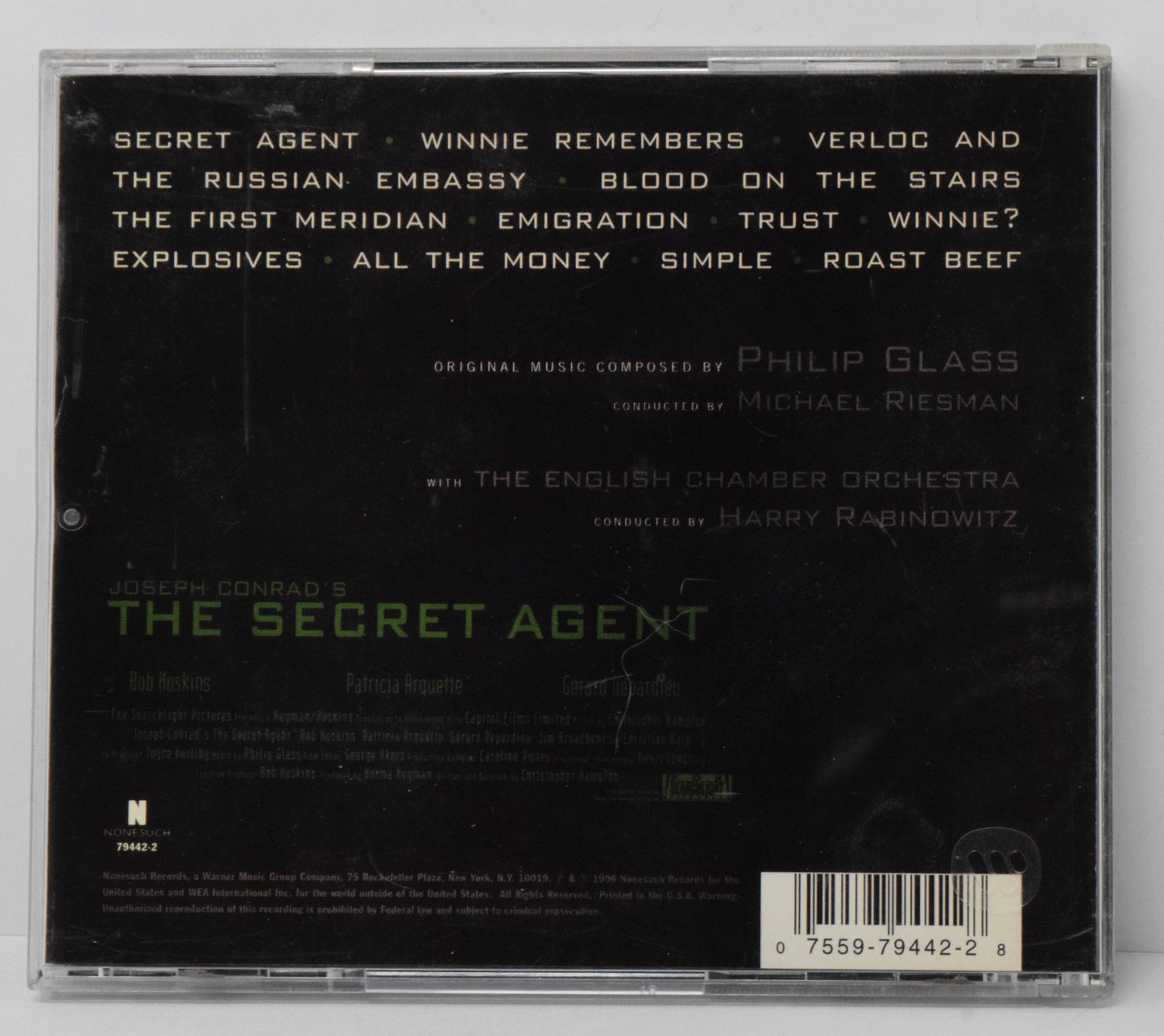 Secret Agent Soundtrack CD Philip Glass None Such