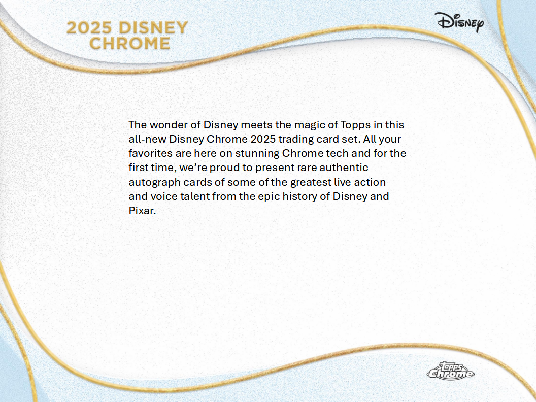 Disney Trading Cards Topps Chrome 2025 Hobby Breaker Box (09/24/2025)