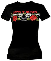 Juniors Guns N' Roses: Roses And Pistols T-Shirt,Black,Large [T-Shirt]