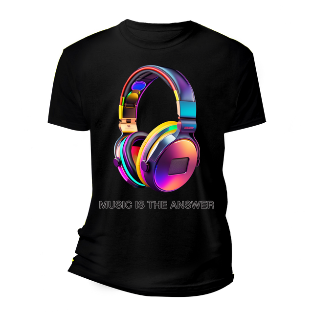 Music is the Answer Colorful Headphones T-Shirts | Grooveman Music