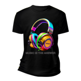 Music is the Answer Colorful Headphones Option 2 T-Shirts | Grooveman Music