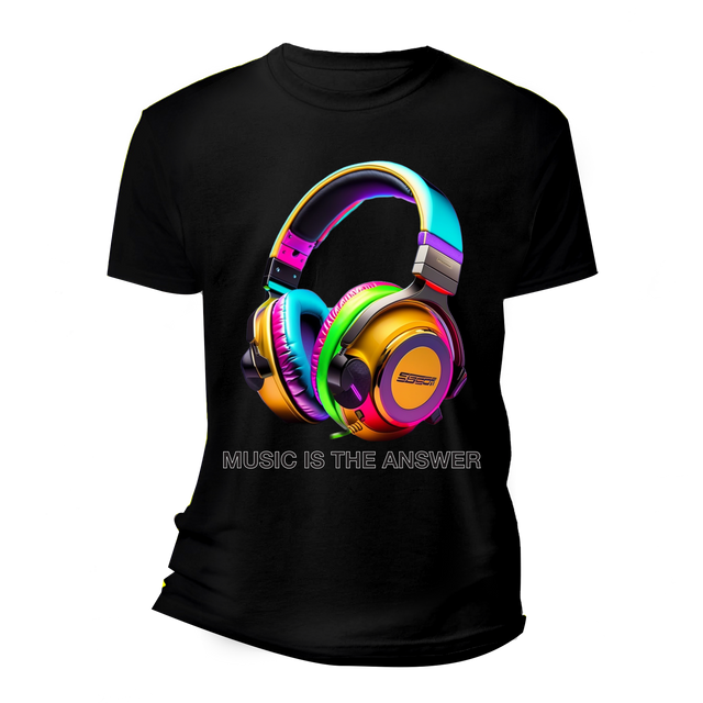 Music is the Answer Colorful Headphones Option 2 T-Shirts | Grooveman Music