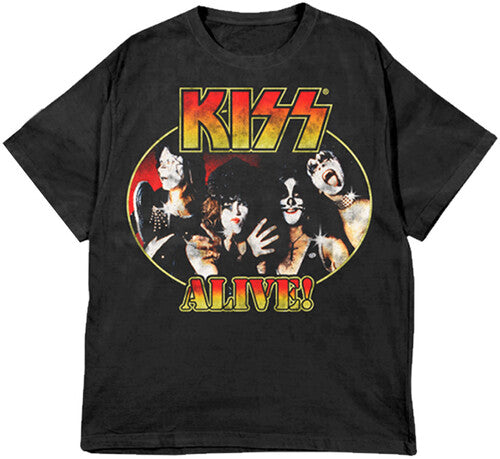 KISS Alive! Portrait Black Unisex Short Sleeve T-shirt 2XL (XX Large Shirt, Black) [T-Shirt]