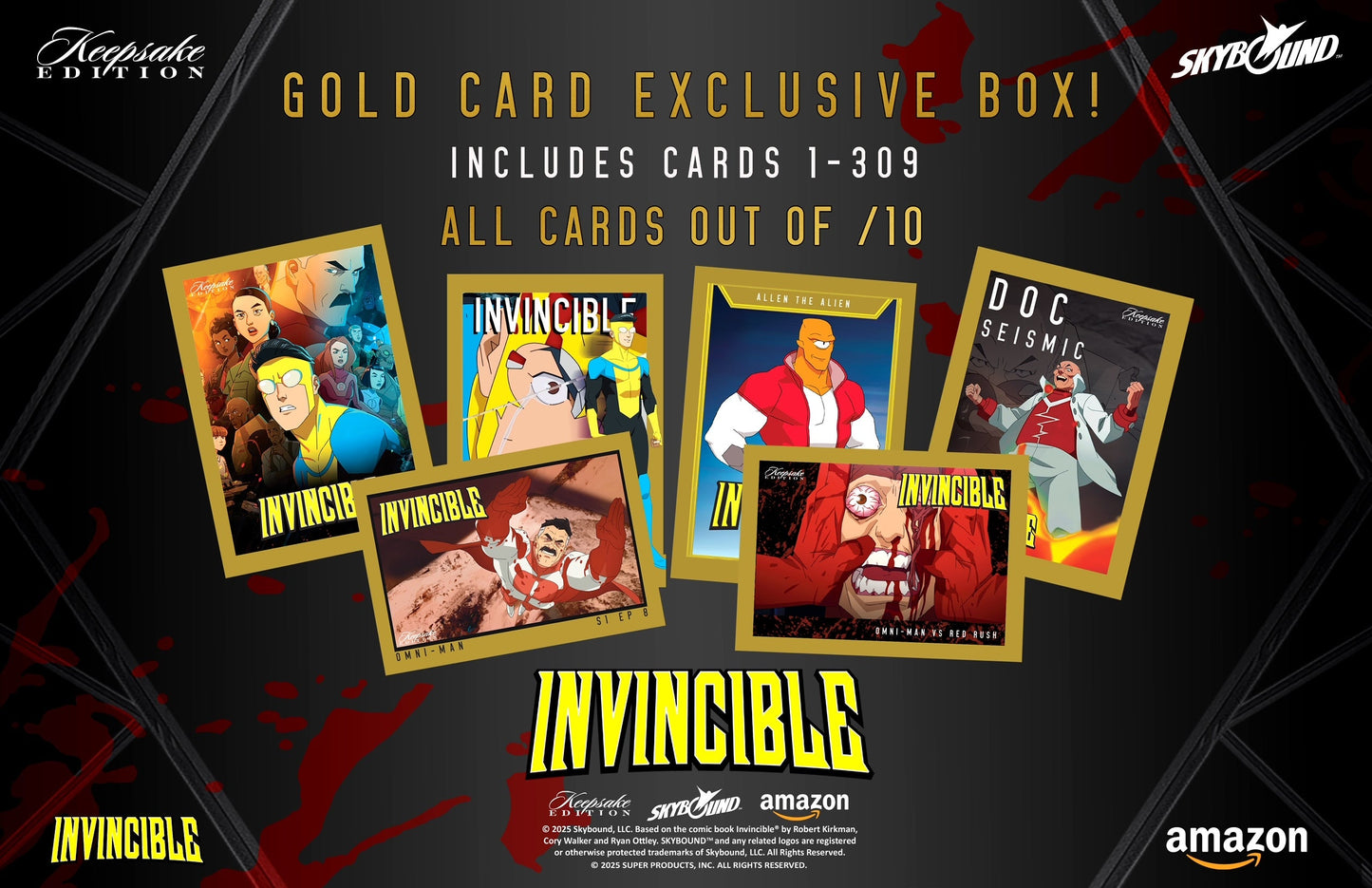 Invincible Season 1 2025 Keepsake Premiere Trading Cards Golden Apple Comics Gold /10 Exclusive