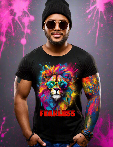 Lion Fearless Art Exclusive T-Shirts | Grooveman Music TM