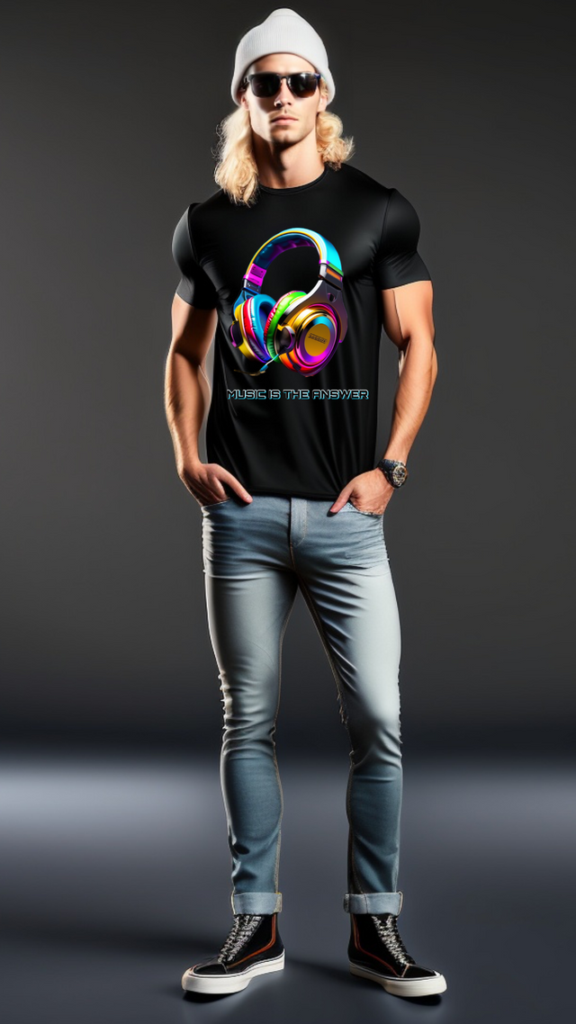 Music is the Answer Colorful Headphones Option 2 T-Shirts | Grooveman Music