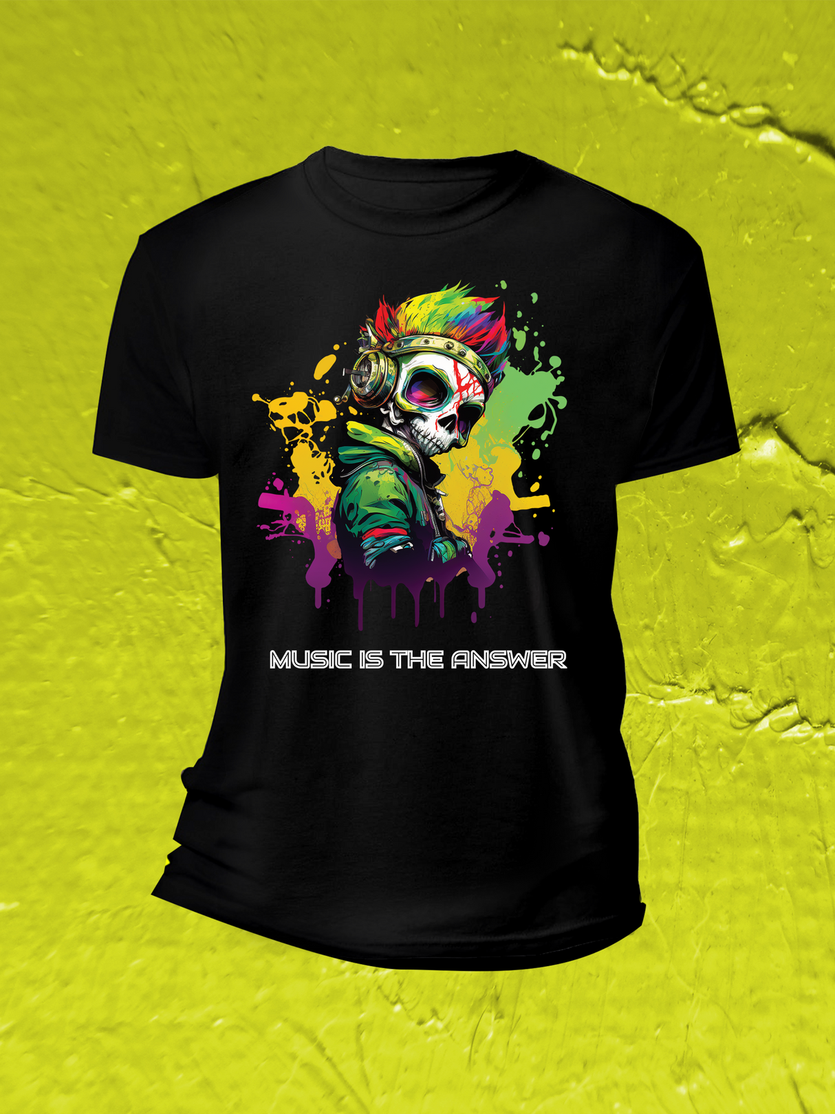 Music is the Answer Skull T-Shirts DTG Full color Edition