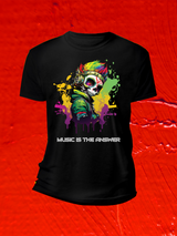 Camisetas con calaveras Music is the Answer, edición a todo color DTG 