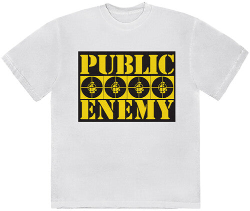 Public Enemy Public Enemy 4 Logos White Unisex Short Sleeve T-shirt (2XL) [T-Shirt]