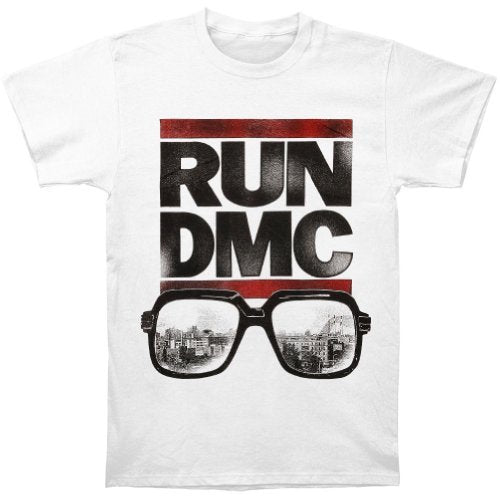 Men'S Run Dmc Glasses Cityscape T-Shirt, White, Medium [T-Shirt]