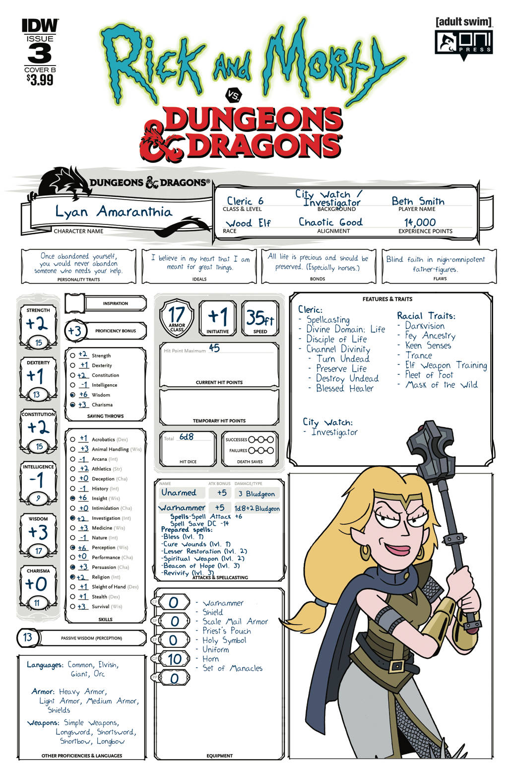 RICK & MORTY VS DUNGEONS & DRAGONS #3 (OF 4) B IDW Troy Little Variant (11/28/2018)