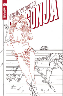 Invincible Red Sonja #9 I 1:25 Joseph Michael Linsner B&W Variant (06/08/2022) Dynamite