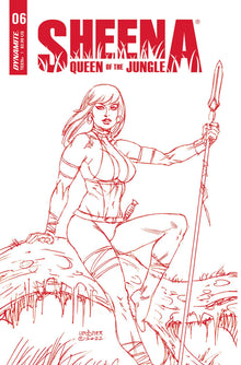 Sheena Queen Jungle #6 P 1:10 Joseph Michael Linsner Fiery Red Line Art FOC Bonus Variant GGA (05/25/2022) Dynamite