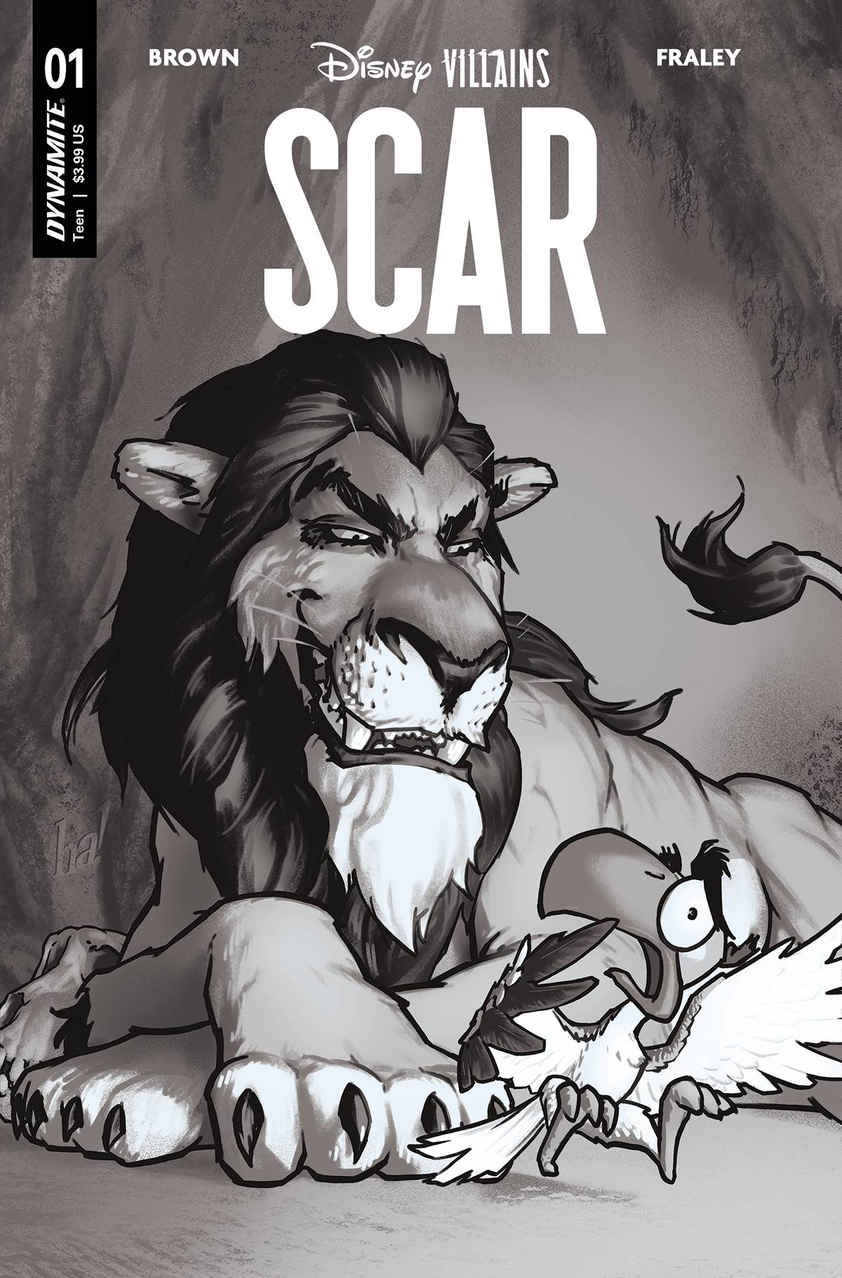 DISNEY VILLAINS SCAR #1 ZA FOC 1:7 GENE HA B&W Variant (04/05/2023) Dynamite