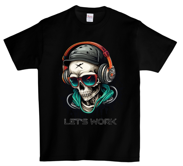 Dj Skull T-Shirts Let's Work DTG Full color Edition