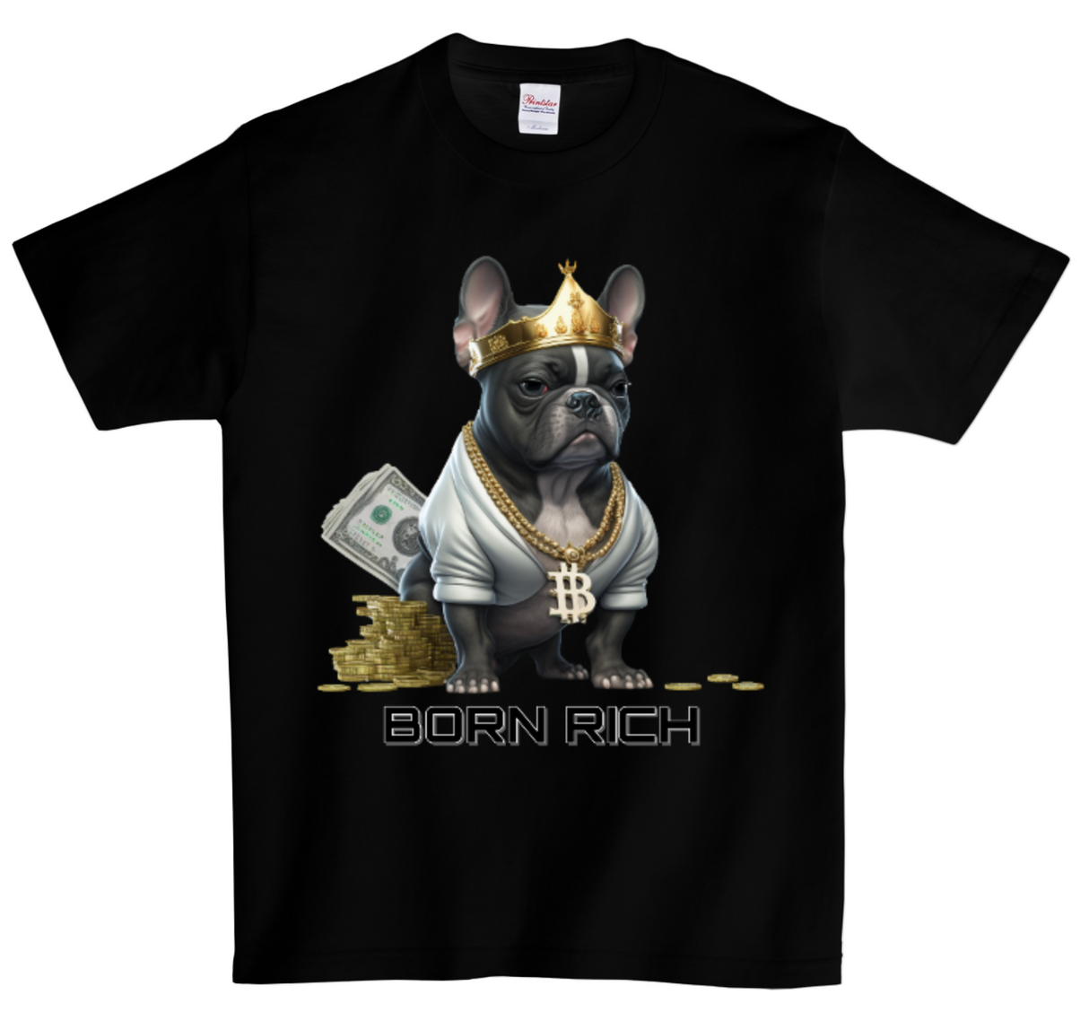 Camisetas Frenchie Born Rich DTG Edición a todo color 