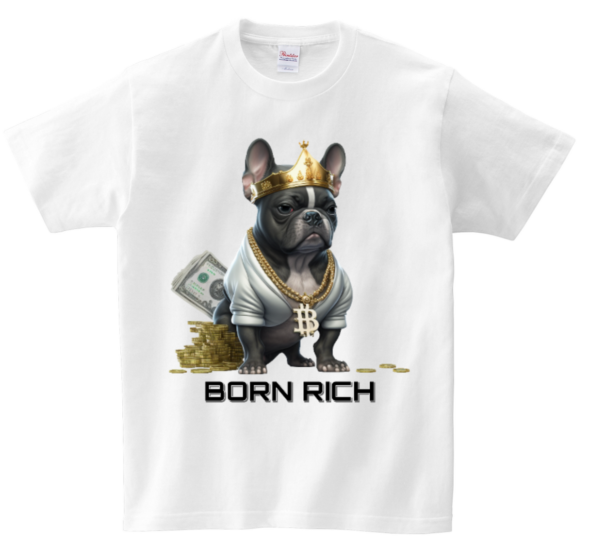 Camisetas Frenchie Born Rich DTG Edición a todo color 