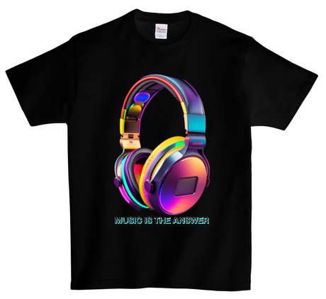 Music is the Answer Colorful Headphones T-Shirts | Grooveman Music