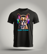 Camisetas con la frase "Music Please", de Frenchie Dog | Grooveman Music