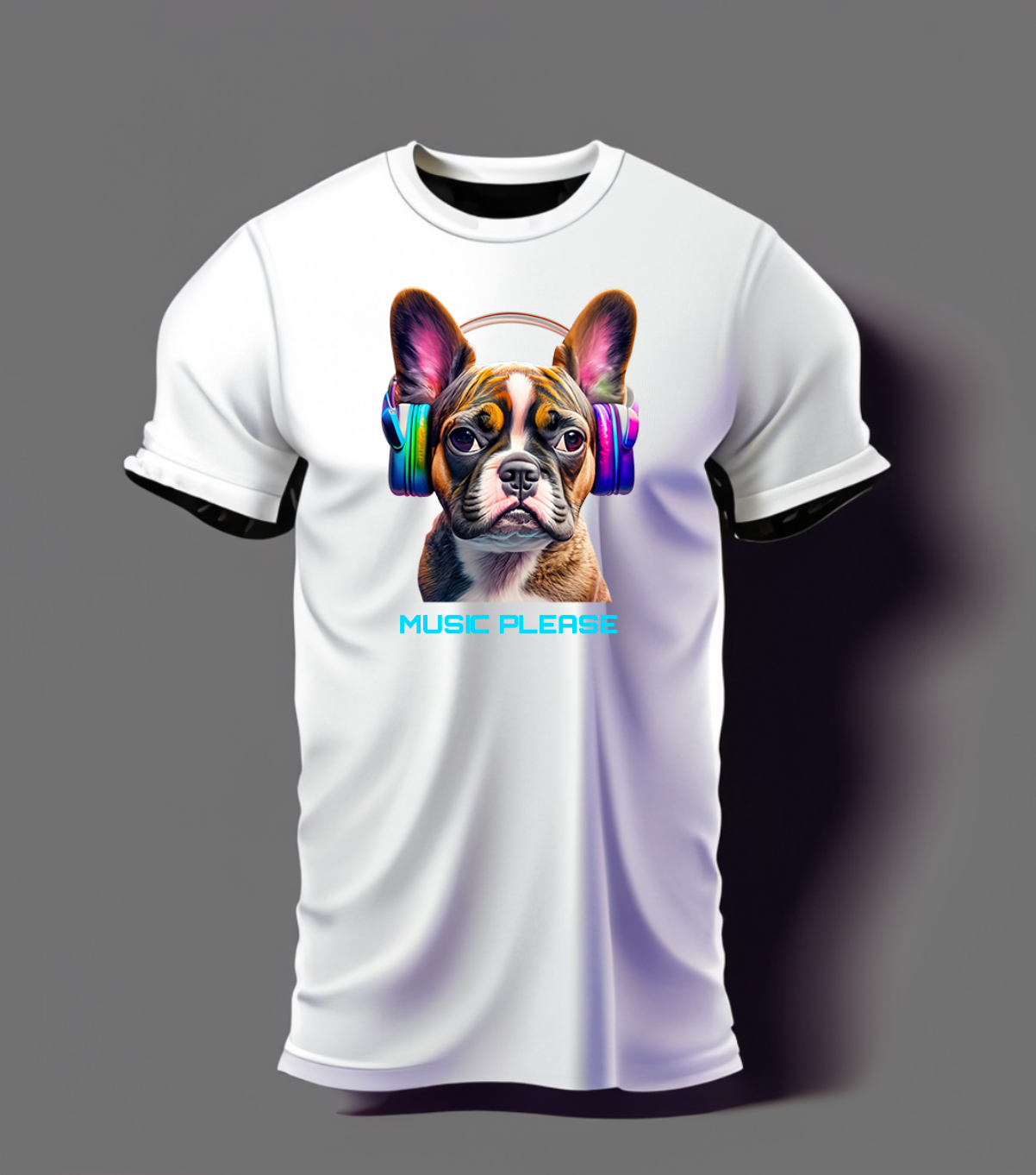 Camisetas con la frase "Music Please", de Frenchie Dog | Grooveman Music