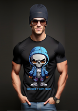 Camisetas de Skull Boy con la frase "Solo se vive una vez" | Grooveman Music