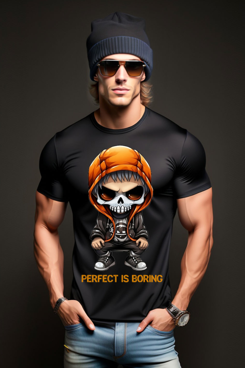 Camisetas con el mensaje "Perfect is Boring" de Skull Boy | Grooveman Music