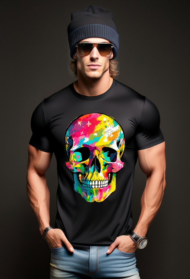 Camisetas exclusivas con diseño colorido de calaveras | Grooveman Music