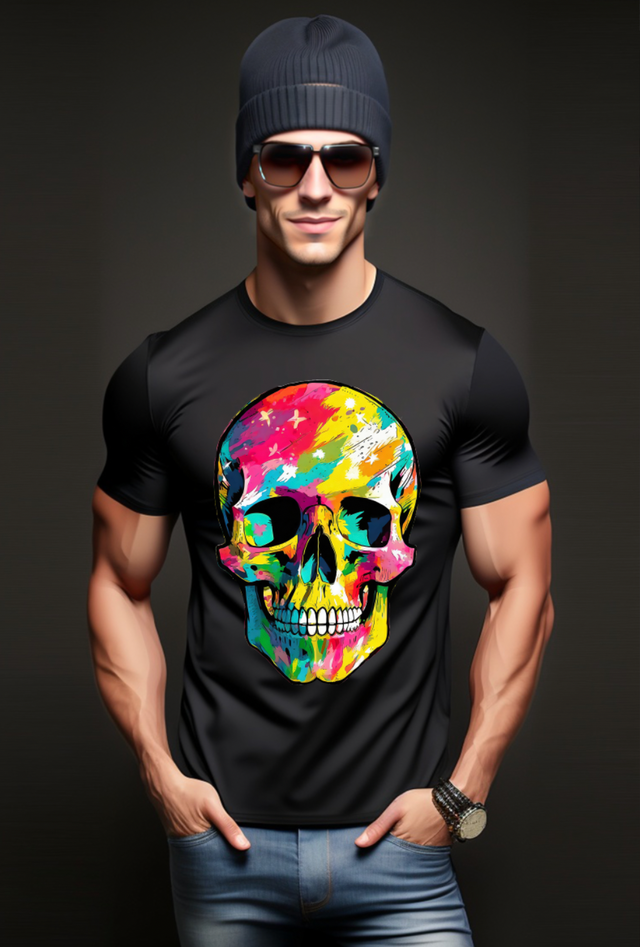 Camisetas exclusivas con diseño colorido de calaveras | Grooveman Music