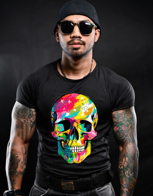 Camisetas exclusivas con diseño colorido de calaveras | Grooveman Music