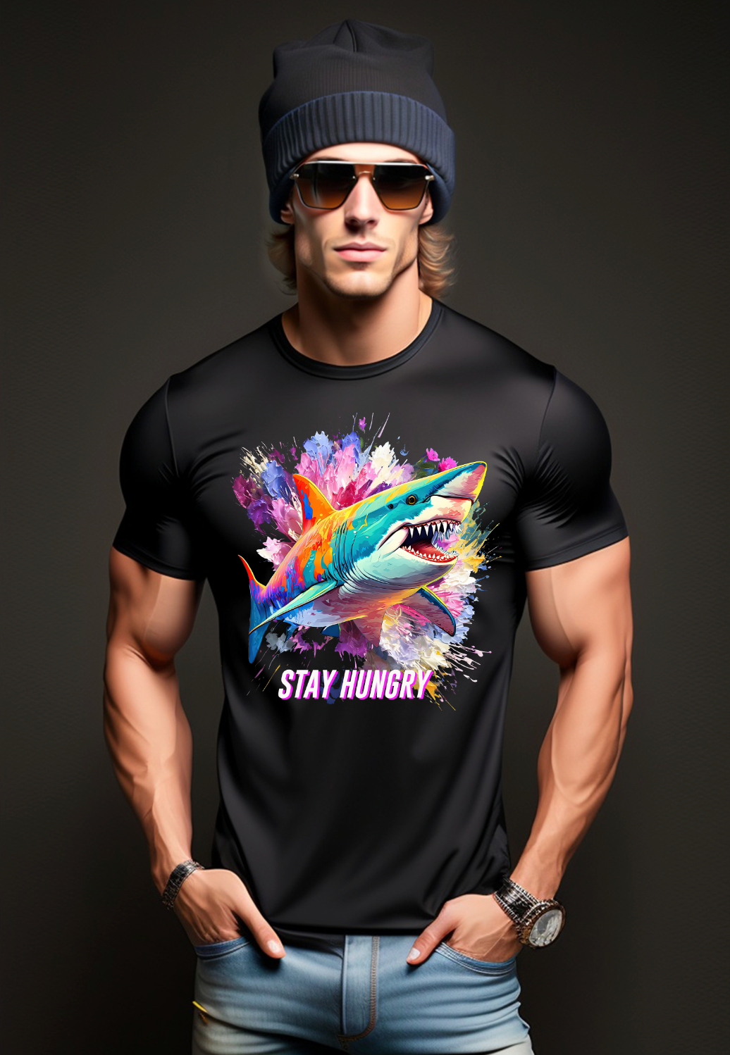 Camisetas exclusivas Shark Stay Hungry | Grooveman Music