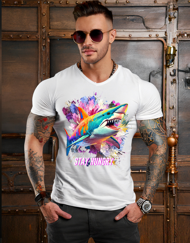 Camisetas exclusivas Shark Stay Hungry | Grooveman Music