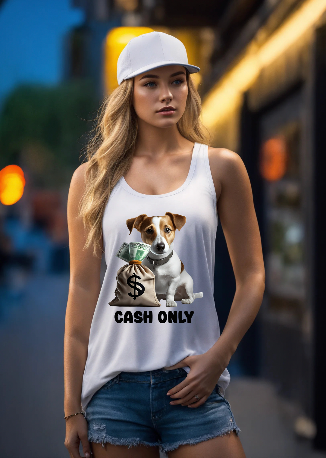 Camiseta sin mangas con el logo de Jack Russell Dog Cash Only | Grooveman Music