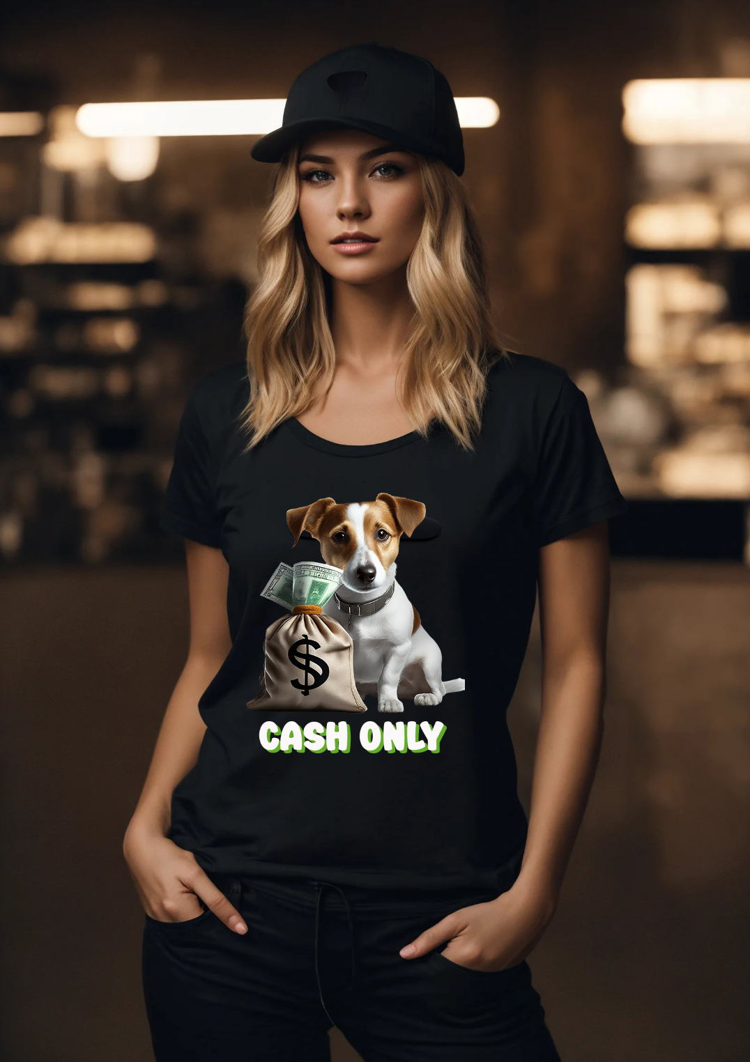 Camiseta con el logo de Jack Russell Dog en efectivo | Grooveman Music