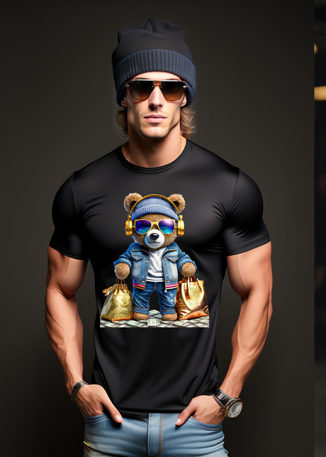 Teddy with Gold Headphones Exclusive T-Shirts | Grooveman Music