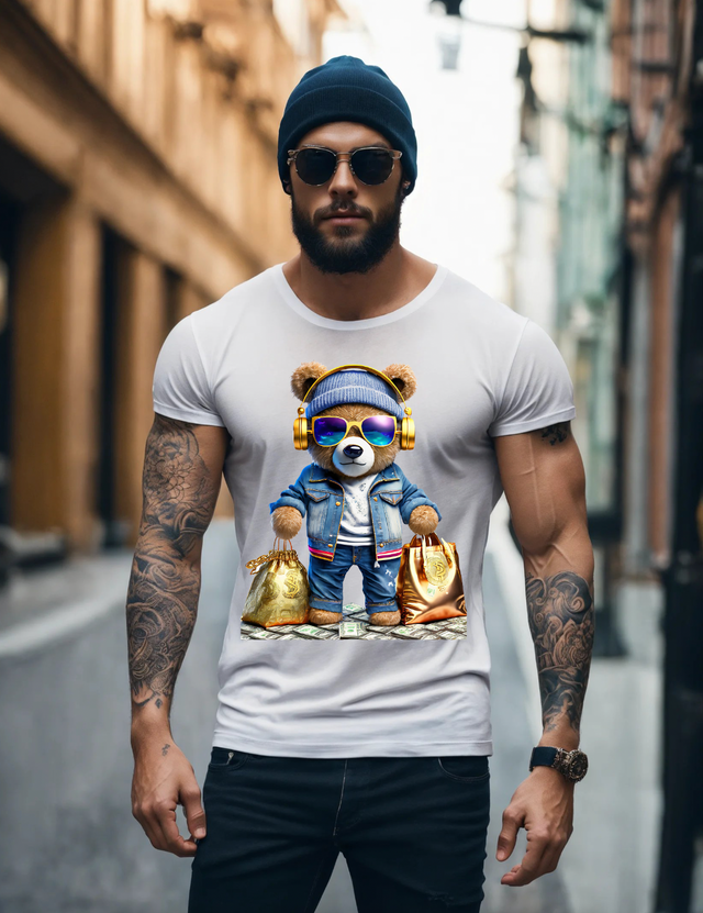 Camisetas exclusivas de Teddy con auriculares dorados | Grooveman Music